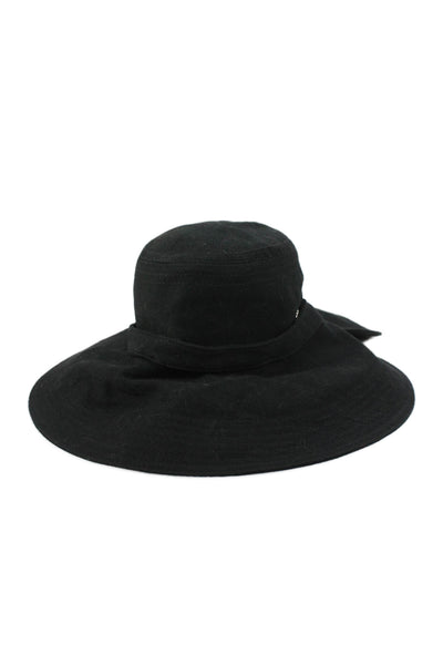 Helen Kaminski Women's Wide Brim Bow Bucket Hat Black One Size