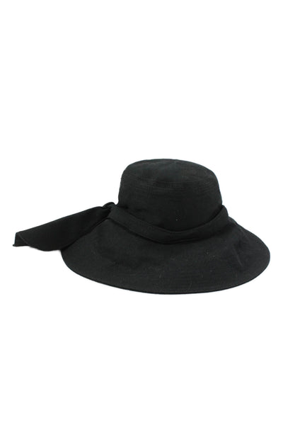 Helen Kaminski Women's Wide Brim Bow Bucket Hat Black One Size