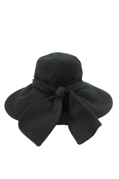 Helen Kaminski Women's Wide Brim Bow Bucket Hat Black One Size