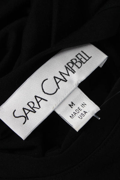 Sara Campbell Women Black Viscose Basic 3/4 Sleeve T-Shirt Round Neck Size M