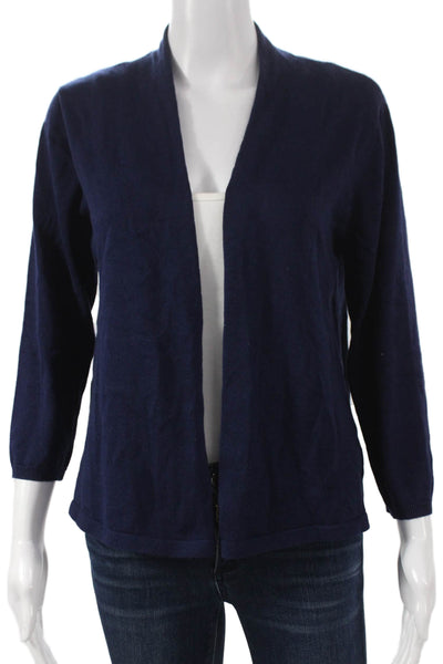 Sara Campbell Womens Blue Cotton V-Neck Cardigan 3/4 Sleeve Size M