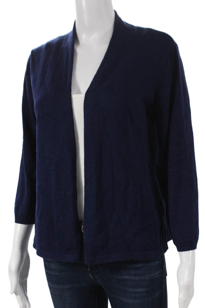 Sara Campbell Womens Blue Cotton V-Neck Cardigan 3/4 Sleeve Size M
