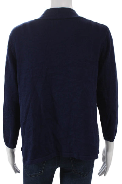 Sara Campbell Womens Blue Cotton V-Neck Cardigan 3/4 Sleeve Size M