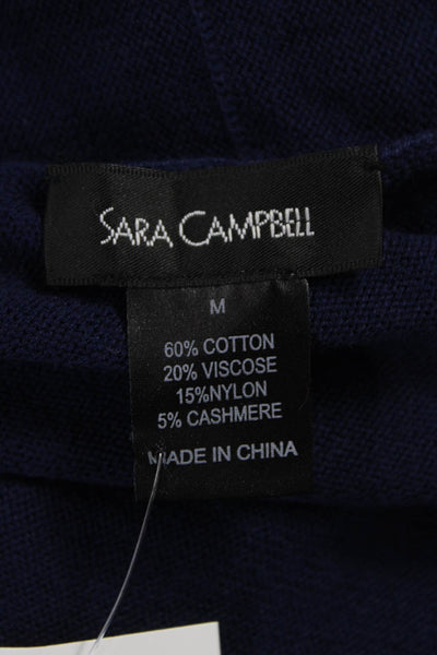 Sara Campbell Womens Blue Cotton V-Neck Cardigan 3/4 Sleeve Size M