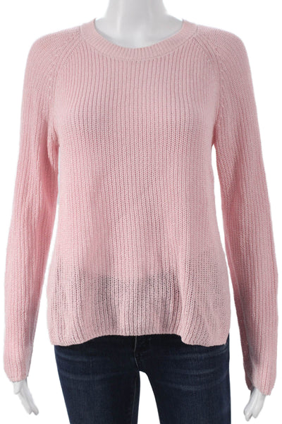 J. Mclaughlin Women Pullover Sweater Linen Crew Neck Pink Long Sleeve Size S