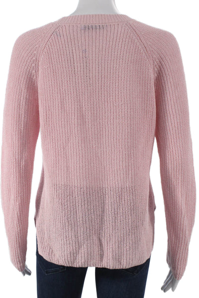 J. Mclaughlin Women Pullover Sweater Linen Crew Neck Pink Long Sleeve Size S