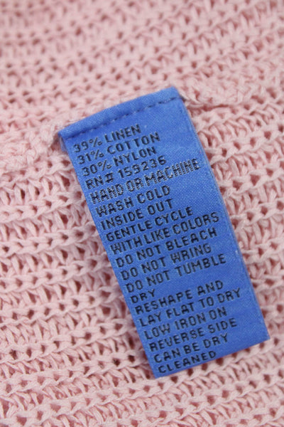 J. Mclaughlin Women Pullover Sweater Linen Crew Neck Pink Long Sleeve Size S