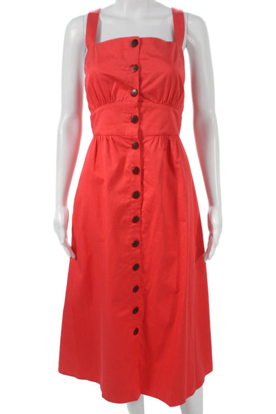 Ba&Sh Women A-Line Red Cotton Square Neck Sleeveless Knee Length Dress Size 1