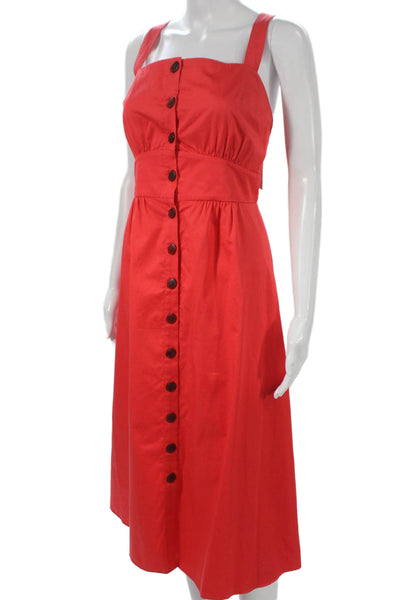 Ba&Sh Women A-Line Red Cotton Square Neck Sleeveless Knee Length Dress Size 1