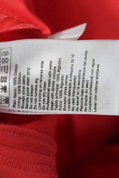 Ba&Sh Women A-Line Red Cotton Square Neck Sleeveless Knee Length Dress Size 1