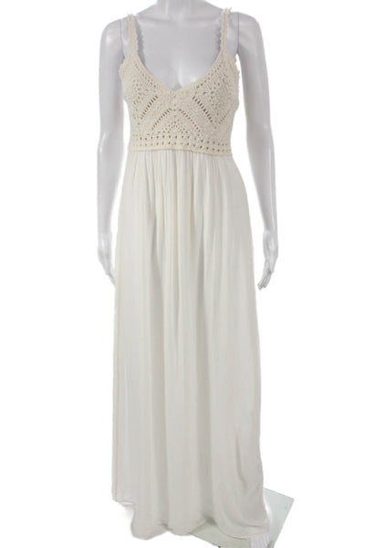 Ba&Sh Womens Maxi Dress White Cotton V Neck Sleeveless Zip Size 1