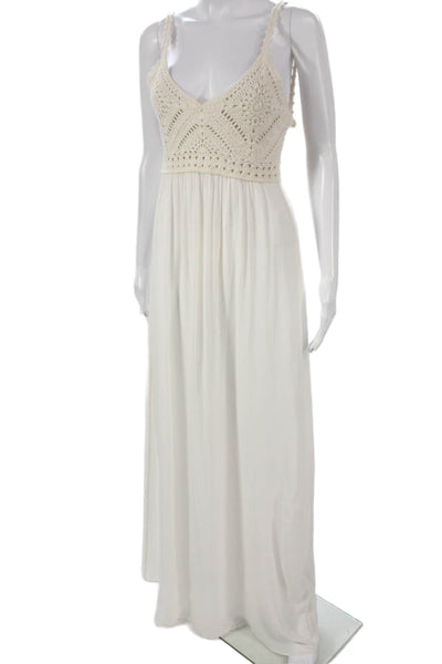 Ba&Sh Womens Maxi Dress White Cotton V Neck Sleeveless Zip Size 1