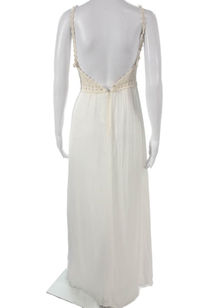 Ba&Sh Womens Maxi Dress White Cotton V Neck Sleeveless Zip Size 1