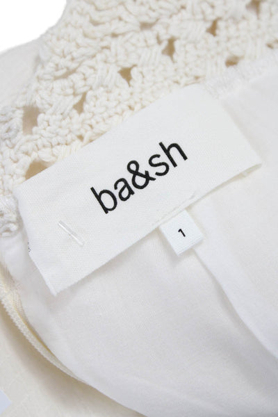 Ba&Sh Womens Maxi Dress White Cotton V Neck Sleeveless Zip Size 1