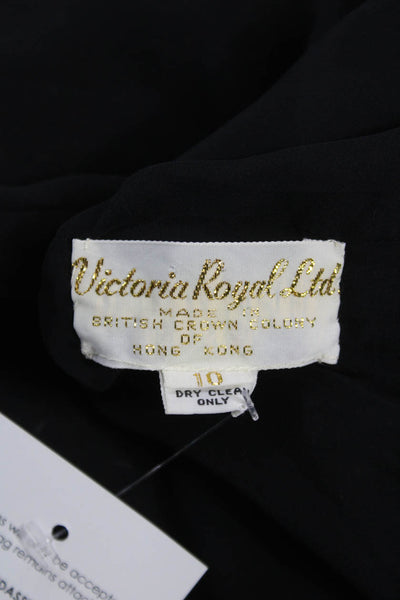 Victoria Royal Womens Black Beaded Geometric Jacket Long Sleeve Size 10