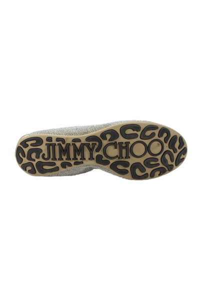 Jimmy Choo Womens Slip On Metallic Knit Cap Toe Ballet Flats Silver Gold Size 39