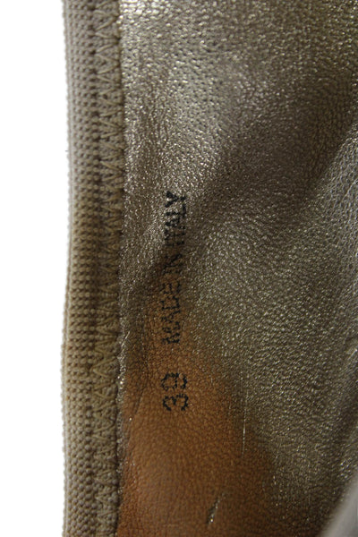 Jimmy Choo Womens Slip On Metallic Knit Cap Toe Ballet Flats Silver Gold Size 39