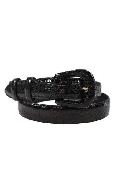 Wehmeiers Womens Medium Width Alligator Skin Buckle Belt Black Size Small