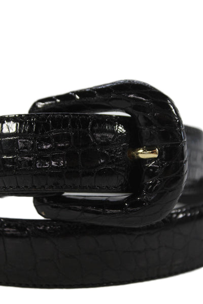 Wehmeiers Womens Medium Width Alligator Skin Buckle Belt Black Size Small