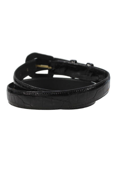 Wehmeiers Womens Medium Width Alligator Skin Buckle Belt Black Size Small