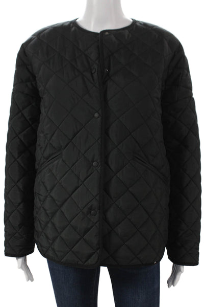 Toteme Womens Quilted Jacket Black Polyester Long Sleeve Size 2XS