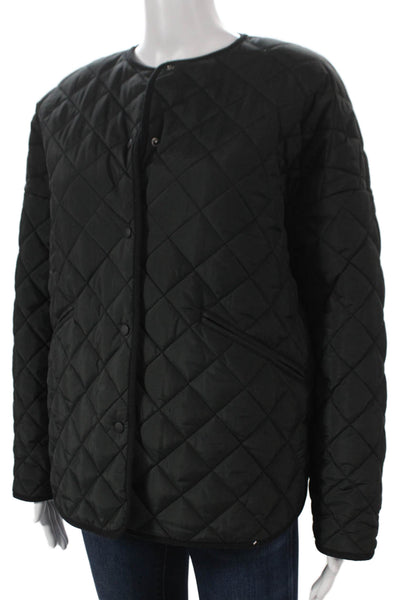 Toteme Womens Quilted Jacket Black Polyester Long Sleeve Size 2XS