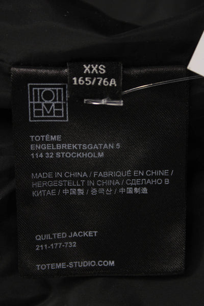 Toteme Womens Quilted Jacket Black Polyester Long Sleeve Size 2XS