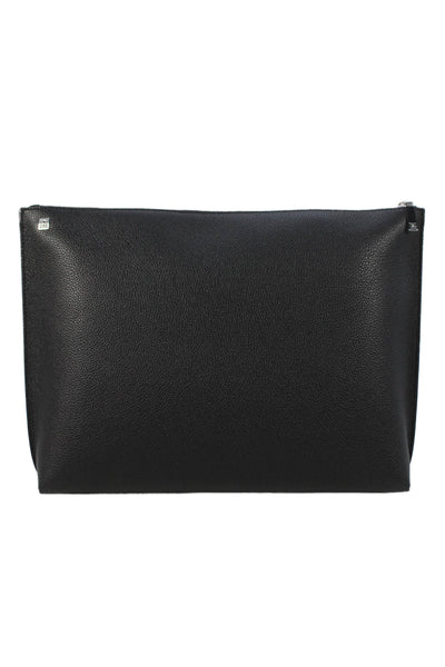 Toteme Womens Zip Top Grained Leather Large Pouch Clutch Handbag