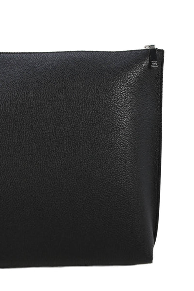 Toteme Womens Zip Top Grained Leather Large Pouch Clutch Handbag