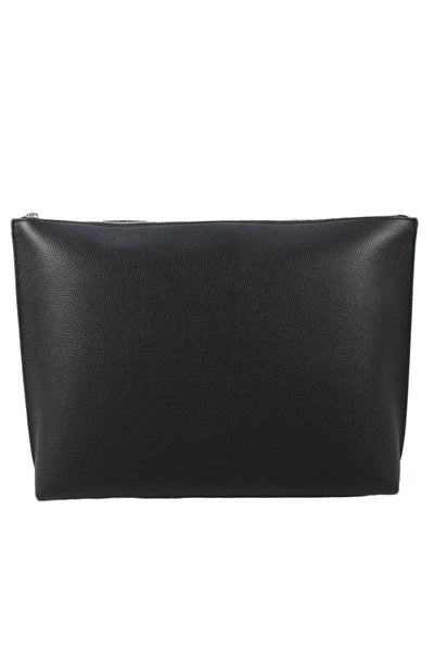 Toteme Womens Zip Top Grained Leather Large Pouch Clutch Handbag