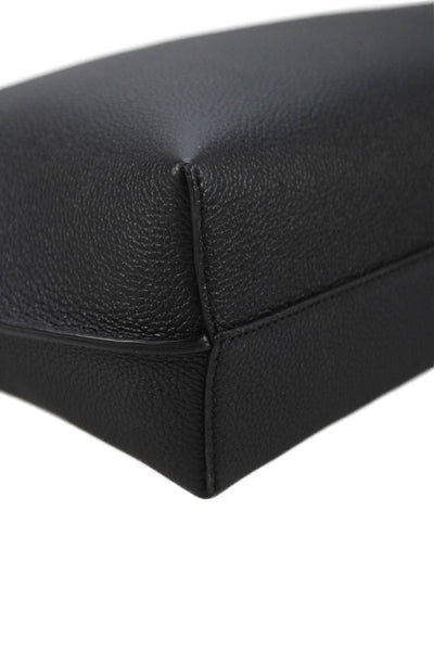 Toteme Womens Zip Top Grained Leather Large Pouch Clutch Handbag