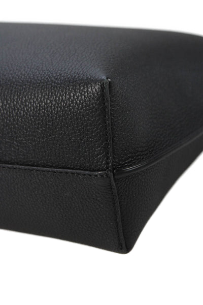 Toteme Womens Zip Top Grained Leather Large Pouch Clutch Handbag