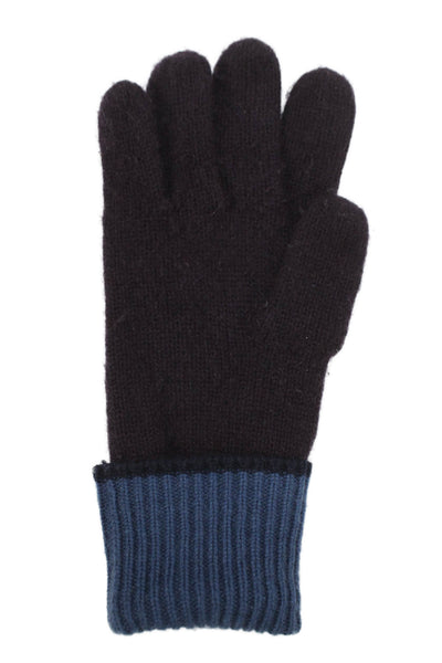 Brioni Mens Striped Hem Winter Gloves Purple