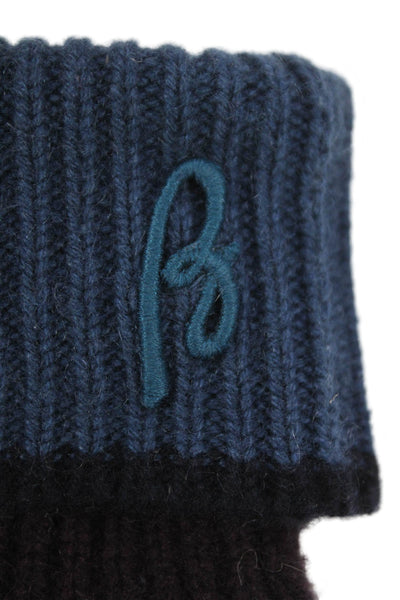 Brioni Mens Striped Hem Winter Gloves Purple