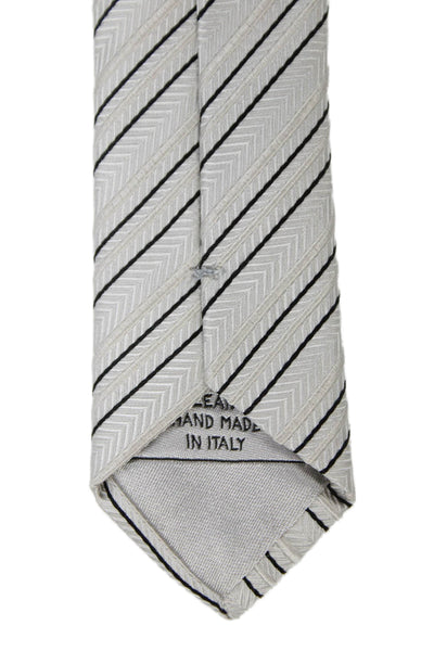 Brioni Mens Striped Print Classic Tie White