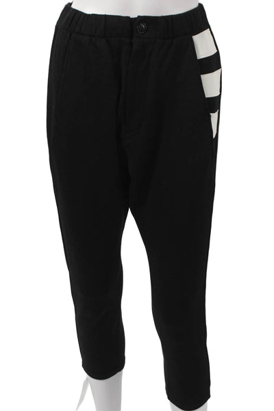 Y-3 Yohji Yamamoto Unisex Black Striped Jogger Pants Polyester Button Size 2XS