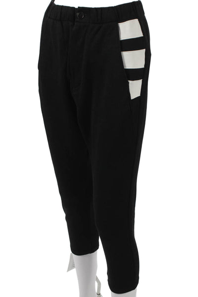 Y-3 Yohji Yamamoto Unisex Black Striped Jogger Pants Polyester Button Size 2XS