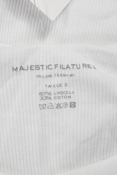 Majestic Filatures Womens Lyocell White Tee Short Sleeve Size 2