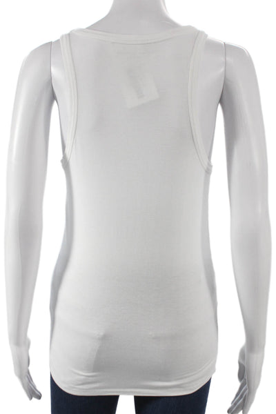 Majestic Filatures Womens Sleeveless Basic Tank White Round Neck Viscose Size 2
