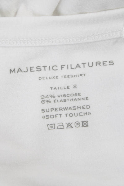 Majestic Filatures Womens Sleeveless Basic Tank White Round Neck Viscose Size 2