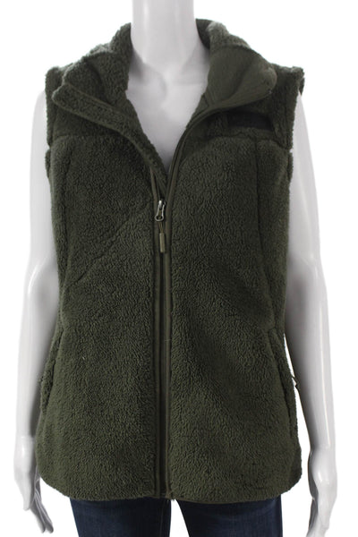 The North Face Womens Sleeveless Green Polyester Vest Zip Size L
