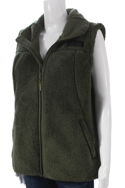 The North Face Womens Sleeveless Green Polyester Vest Zip Size L