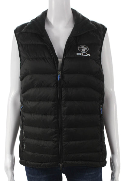 RLX Ralph Lauren Women Black Nylon Puffer Vest Zip Front Size M