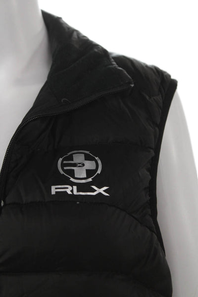 RLX Ralph Lauren Women Black Nylon Puffer Vest Zip Front Size M