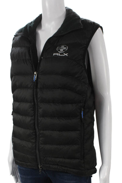 RLX Ralph Lauren Women Black Nylon Puffer Vest Zip Front Size M