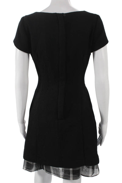 Thread Social Womens Black Wool V-Neck Mini Dress Short Sleeve Size 2