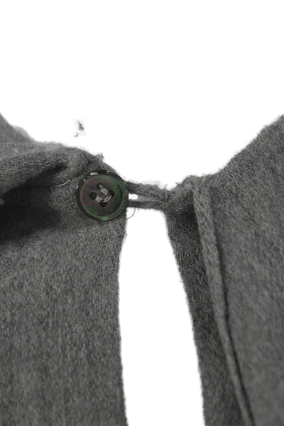 Vanessa Seward Women Wool Turtleneck Blouse Gray Long Sleeve Button Size 36