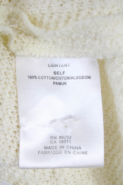 Tibi Womens Ivory Cotton Pullover Sweater Crew Neck 3/4 Sleeve Size 2