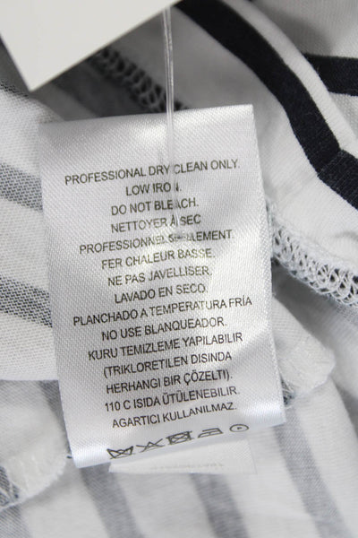 Tibi Womens Basic Striped Cotton Sleeveless Crewneck T-Shirt White Size S