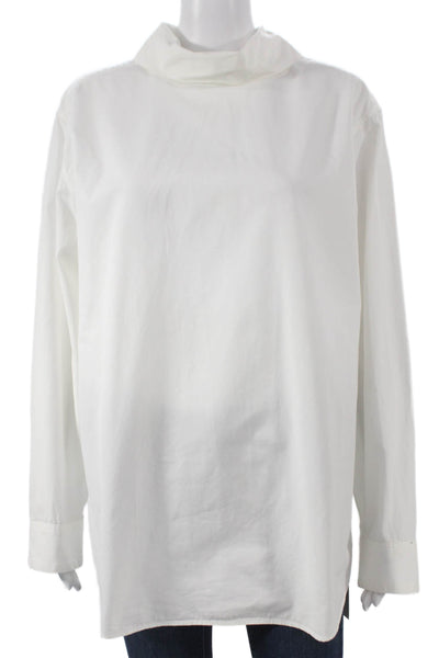 Dries Van Noten Women Tunic Button-Up White Cotton Collared Long Sleeve Size 40